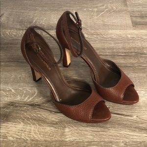 Banana Republic Brown Leather Ankle Strap Heels